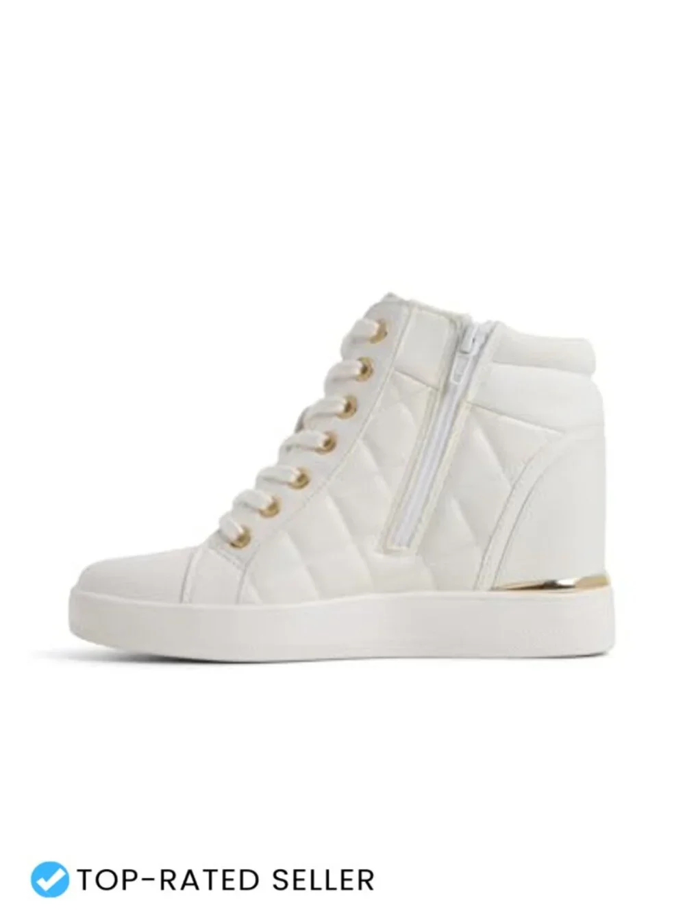 Quilted Lace-Up Wedge Sneaker Womens High Top Athletic Pillow Walk Cushioned